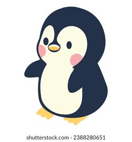 Cute bird penguin cartoon doodle