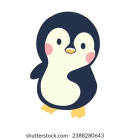 Cute bird penguin cartoon flat