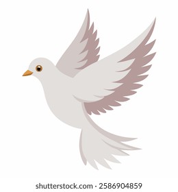 Cute bird pigeon in flight.Illustration dove isolated on white background.Suitable for education poster ornithology ,children's books. Pro Vector