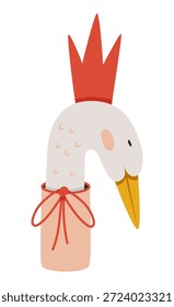 Pájaro lindo con la cinta y el icono del arco, carácter del ganso