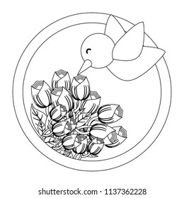 cute bird and roses design