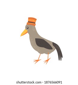Cute bird in scandinavian style. Hand drawing vector illustration.
