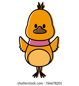 Cute bird with scarf cartoon