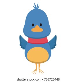 Cute bird with scarf cartoon