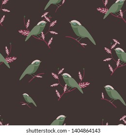 Cute bird seamless pattern hand drawn vector