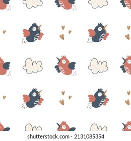 Cute Bird nahtloses Muster im organischen Stil