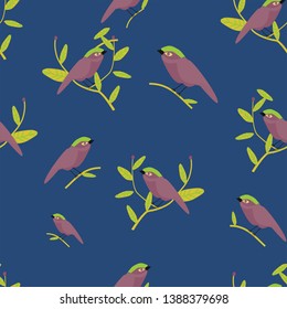 cute bird seamless pattern vector