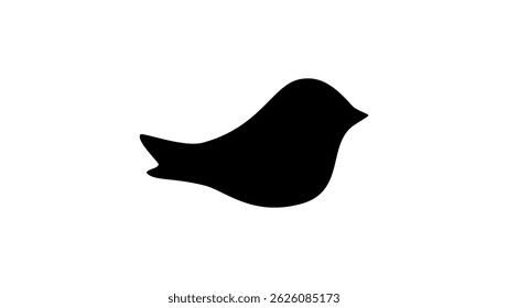 cute Bird shape, black isolated silhouette