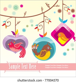 Cute bird in shapes