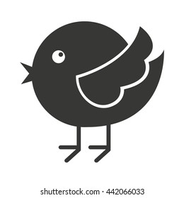 Cute Bird Silhouette  Isolated Icon Design