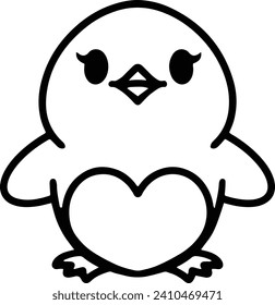 Cute Bird In simple line style