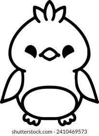 Cute Bird In simple line style