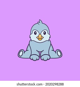 Cute bird is sitting. Animal cartoon concept isolated. Can used for t-shirt, greeting card, invitation card or mascot.