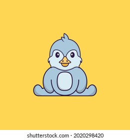 Cute bird is sitting. Animal cartoon concept isolated. Can used for t-shirt, greeting card, invitation card or mascot.