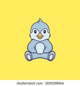 Cute bird is sitting. Animal cartoon concept isolated. Can used for t-shirt, greeting card, invitation card or mascot.