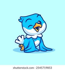 Pássaro bonito sentado ícone de vetor de desenhos animados ilustração. Animais 
Vetor Premium Isolado do Conceito do Ícone da Natureza. Cartoon plano 
Estilo 