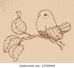 Cute bird sitting on a branch of tree.