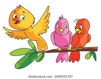 Cute bird is sitting on the branch