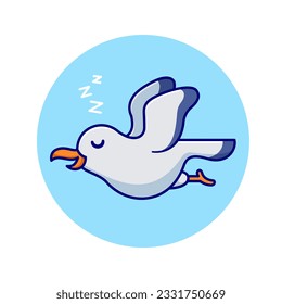 Cute Bird Sleeping Flying Cartoon Vector Icon Illustration. Animal Nature Icon Concept Isolated Premium Vector. Flat Cartoon Style