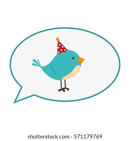 cute bird with speech bubble card icon