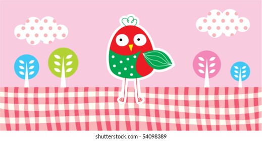 cute bird in spring garden bookmark
