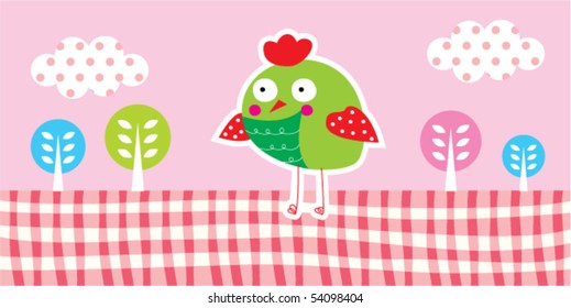 cute bird in spring garden bookmark