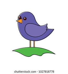 cute bird standing in the field cartoon