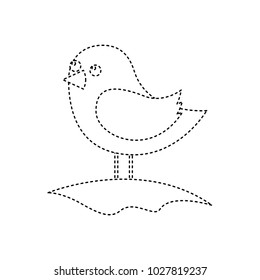cute bird standing in the field cartoon