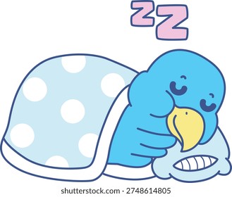 Cute Bird sticker icon. Funny Bird was sleeping