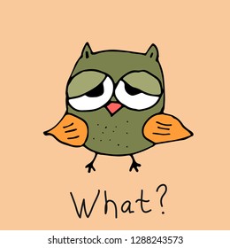 Cute bird in the style of doodle, vector illustration, children's modern print