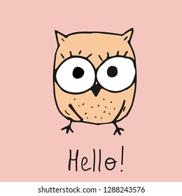 Cute bird in the style of doodle, vector illustration, children's modern print