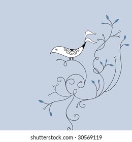 cute bird and swirl card design