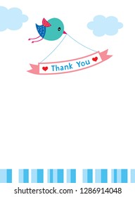 cute bird thank you card