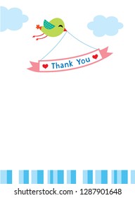cute bird thank you card