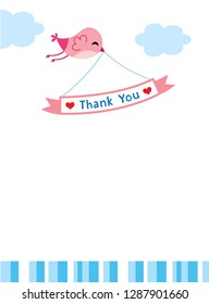 cute bird thank you card