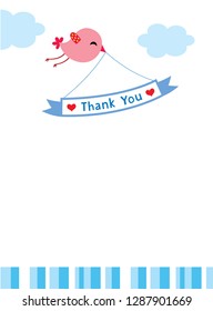 cute bird thank you card