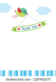 cute bird thank you card