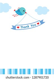cute bird thank you card