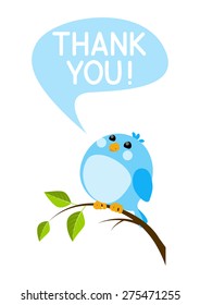 Cute bird with thanks message