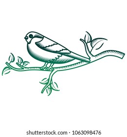 cute bird with tree branche