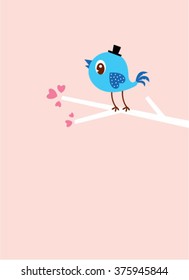 cute bird valentine greeting card