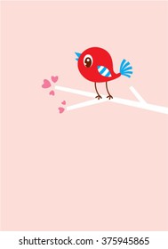 cute bird valentine greeting card