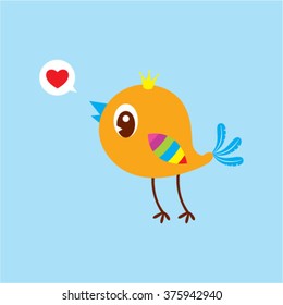 cute bird valentine greeting vector illustration