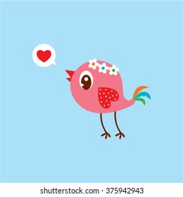 cute bird valentine greeting vector illustration