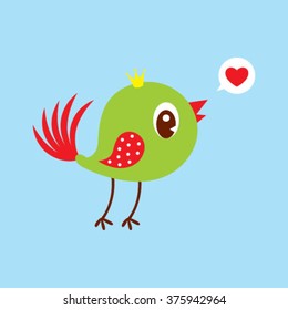 cute bird valentine greeting vector illustration