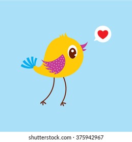 cute bird valentine greeting vector illustration