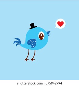 cute bird valentine greeting vector illustration