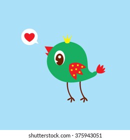 cute bird valentine greeting vector illustration