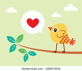 cute bird valentine's day greeting