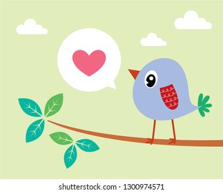 cute bird valentine's day greeting